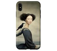 Femme surréaliste avec Corbeau au Bord de la mer Illustration Fantastique Coque pour iPhone XS Max