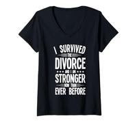 Femme Survécu Au Divorce Plus Fort Que Jamais T-Shirt avec Col en V