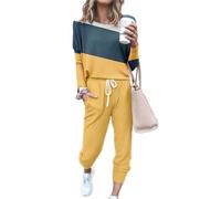 Femme Survêtement Ensembles 2 PièCes Manches Longues Tracksuit Imprimé Patchwork Set Loungewear Grande Taille Sportwear VêTement DéTente Oversize Sweat Et Jogging Pantalons