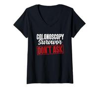 Femme Survivant de la coloscopie - Ne Demandez Pas - Coloscopie Colon T-Shirt avec Col en V