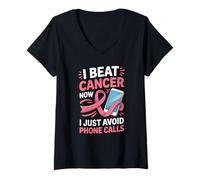 Femme Survivant du Cancer du Sein Ruban Rose Antisocial introverti T-Shirt avec Col en V