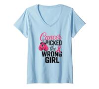 Femme Survivant du Guerrier du Cancer du Sein Rose T-Shirt avec Col en V
