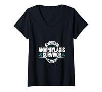Femme Survivants d'anaphylaxie T-Shirt avec Col en V