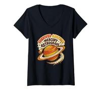 Femme Survived Another Mercure Retrograde Humour Astrologie Espace T-Shirt avec Col en V
