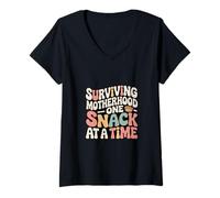 Femme Survivre à la maternité, Une collation à la Fois T-Shirt avec Col en V