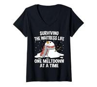 Femme Survivre à la Vie de Serveuse, Une Crise à la Fois, C'est drôle T-Shirt avec Col en V