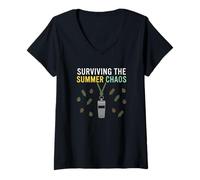 Femme Survivre au Camp du Chaos d'été T-Shirt avec Col en V