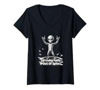 Femme Survivre purement Hors de malgré l'art Extraterrestre T-Shirt avec Col en V