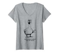 Femme Survivre Uniquement par dépit de Funny Goose Sarcastic T-Shirt avec Col en V