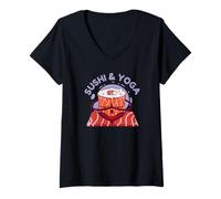 Femme Sushi et Yoga - Yoga Amusant T-Shirt avec Col en V