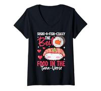 Femme Sushi-O-Fish-Cially La Meilleure Nourriture dans Le Verset du Thon T-Shirt avec Col en V