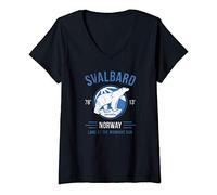Femme Svalbard Norvège Ours Polaire Polar Bear Longyearbyen Norway T-Shirt avec Col en V