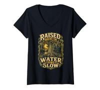 Femme Swamp Raised Where The Water Runs Slow T-Shirt avec Col en V