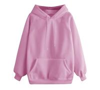 Femme Sweat A Capuche avec Fermeture Pullover Manches Longues Grande Taille Sweat-Shirt Couleur Unie Crop Tops avec Cordon Poche Hoodie Décontracté Léger Veste Casual Automne Hiver Rose S