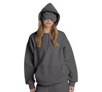 Femme Sweat À Capuche avec Masque pour Les Yeux Oversize Manche Longue Sweatshirts Décontracté Ample Pull pour Les Vacances Sommeil Sweat-Shirt Automne Hiver Couleur Unie Pull Sweats Streetwear