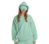 Femme Sweat À Capuche avec Masque pour Les Yeux Oversize Manche Longue Sweatshirts Décontracté Ample Pull pour Les Vacances Sommeil Sweat-Shirt Automne Hiver Couleur Unie Pull Sweats Streetwear