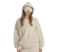 Femme Sweat À Capuche avec Masque pour Les Yeux Oversize Manche Longue Sweatshirts Décontracté Ample Pull pour Les Vacances Sommeil Sweat-Shirt Automne Hiver Couleur Unie Pull Sweats Streetwear