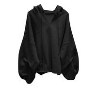 Femme Sweat à Capuche Col V Boutonnée Pull Casual Oversize Manches Longues Top Fin Col V Femme Sweat Ample Batman