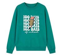 Femme Sweat Col Rond Imprimé Cent Jours École Crayon Manches Longues | Bordé Côtelé Pull, Haut Molletonné, Style Scolaire Pièce Graphique, Blouse Casual, Pour Rentrée Classe