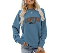 Femme Sweat Col Rond Imprimé Texte Coffee Weather Typographie Arquée | Bords Côtelés Épais Pull Doux, Hoodie Léger, Esprit Cosy Maille Sobre, Pullover Uni, Pour Café Maison