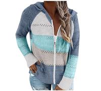Femme Sweat-Shirt à Capuche avec Fermeture Eclair Hoodie Sweat Zippe Manches Longues Temps Libre Sport Fitness Outdoor Basic Casual Veste Imprimé Rayé Cardigan Zippée Grande Taille Pas Cher