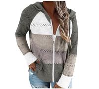 Femme Sweat-Shirt à Capuche avec Fermeture Eclair Hoodie Sweat Zippe Manches Longues Temps Libre Sport Fitness Outdoor Basic Casual Veste Imprimé Rayé Cardigan Zippée Grande Taille Pas Cher