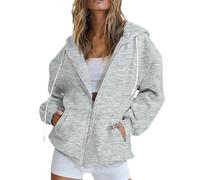 Femme Sweat-Shirt à Capuche avec Fermeture Eclair Hoodie Sweat Zippe Manches Longues Temps Libre Sport Fitness Outdoor Basic Casual Couleur Unie Veste Cardigan Zippée
