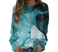 Femme Sweat-Shirt Mode Graphique Col Rond Sweatshirts Vintage Manches Longues Manteaux Chic Baggy Adulte Automne Pas Cher Veste Hiver Chaud Noel Vêtements Femme Christmas Cadeau Noel Cyan XL