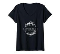 Femme Sweat-shirt Pemberley et fierté et préjugés de Jane Austen T-Shirt avec Col en V