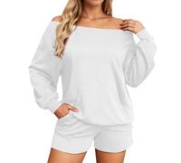 Femme Sweatshirt Fashion, Pull à épaules dénudées Tendance, Manches Longues, col Rond Doux et décontracté, idéal au Quotidien et pour Les Sorties. Blouse Confortable Parfaite pour se détendre.