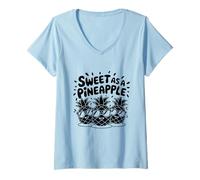 Femme Sweet As A Ananas Fruit Summer Tropical Ananas Amoureux T-Shirt avec Col en V