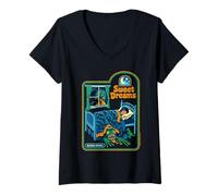 Femme Sweet Dreams Monster Sarcastic Retro Funny Adult Humor T-Shirt avec Col en V