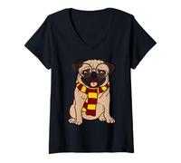 Femme Sweet Little Pug T-Shirt avec Col en V