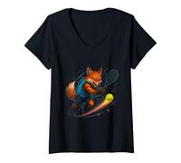 Femme Swift Tennis Fox Power Shot T-Shirt avec Col en V