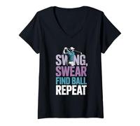 Femme Swing Swear Find Dad Golf Best Dad Par Funny Par Golfing T-Shirt avec Col en V