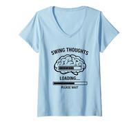 Femme Swing Thoughts Loading Breakfast Ball Right Club T-Shirt avec Col en V