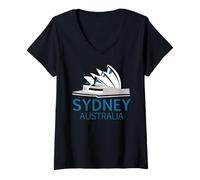 Femme Sydney Opera House Australie Landmark T-Shirt avec Col en V