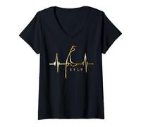 Femme Sylt Skyline Battement de Cœur Allemagne J'aime Sylt T-Shirt avec Col en V