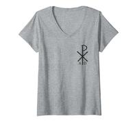 Femme Symbole Chi Rho de l’Église Primitive - Christogramme T-Shirt avec Col en V