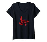 Femme Symbole Chinois Antique Kama Sutra Pinyin inspiré de l'humour T-Shirt avec Col en V