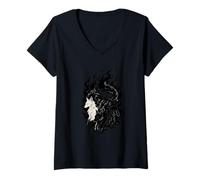 Femme Symbole chinois avec renards dans les flammes mystiques, renards amoureux T-Shirt avec Col en V
