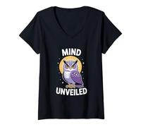 Femme Symbole d'art de la chouette de sagesse connaissances anciennes enseignants étudiants T-Shirt avec Col en V