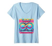 Femme Symbole de l'infini rétro et Vibrant, Design potentiel illimité T-Shirt avec Col en V