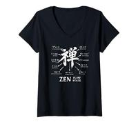 Femme Symbole de méditation Japonais Zen Kanji T-Shirt avec Col en V