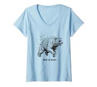 Femme Symbole de motif géométrique brisé « Break the Silence Bear » T-Shirt avec Col en V