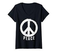 Femme Symbole de Paix - Symbole de Paix - Symbole de Paix T-Shirt avec Col en V