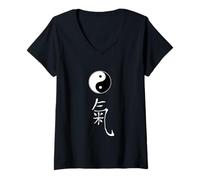 Femme Symbole du Gong Tai Chi Qi des Arts Martiaux - Symbole du Tao et du Chi T-Shirt avec Col en V