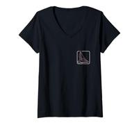 Femme Symbole du Logo de la Voile carré du Capitaine de Bateau à Voile T-Shirt avec Col en V