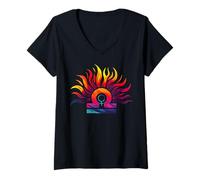 Femme Symbole du zodiaque Balance avec le signe astrologique de Vénus T-Shirt avec Col en V