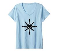 Femme Symbole étoile du Chaos Punk métal Pentagramme Anarchie Occulte Satan T-Shirt avec Col en V